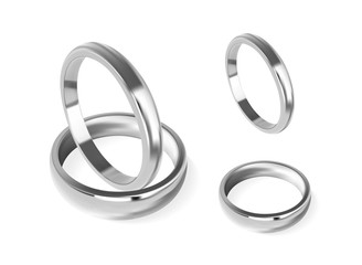 Fototapeta premium Realistic silver wedding rings. Isolated vector illustration.