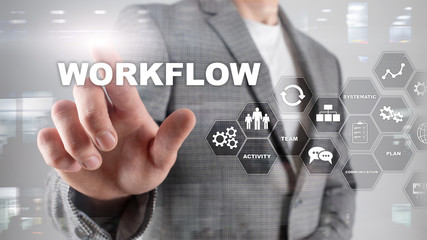 Fototapeta na wymiar Automation of business workflows. Work process. Reliability and repeatability in technology and financial processes.