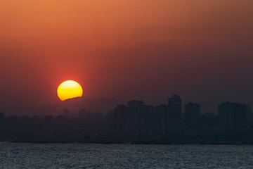 View of the city at sunset. Mersin TURKEY