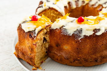 Easter cake with cherrries and orange zest