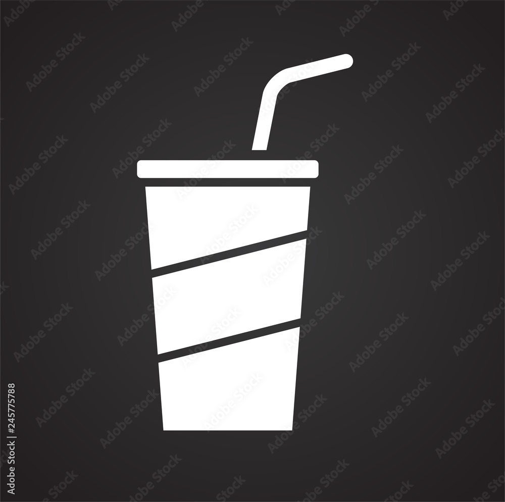 Poster beverage icon on black background for graphic and web design, modern simple vector sign. internet co