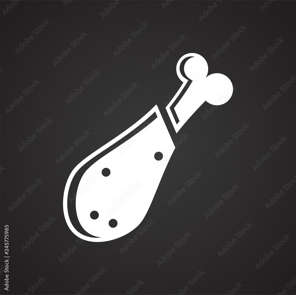 Poster fried chicken icon on black background for graphic and web design, modern simple vector sign. intern