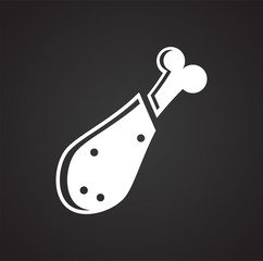 Fried chicken icon on black background for graphic and web design, Modern simple vector sign. Internet concept. Trendy symbol for website design web button or mobile app