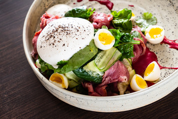 gourmet salad with mozzarella