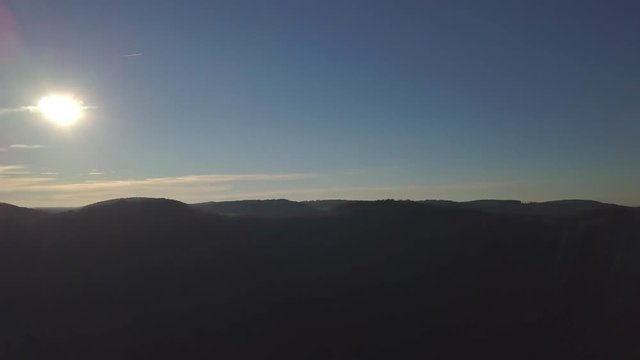 Swabian Jura - Panorama at sunset starting at Lichtenstein Castle (Burg Lichtenstein) and panning over the Swabian Alb