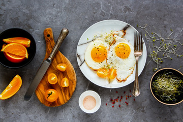 Breakfast with fried eggs