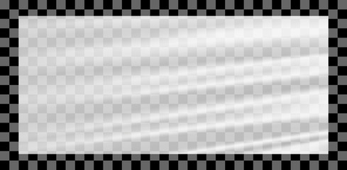 Realistic stretched white plastic warp. Polyethylene background. Vector transparent cellophane.
