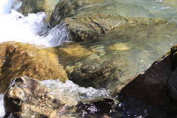 water flowing over rocks