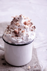 delicate dessert with cream, powdered sugar and berries