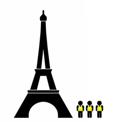 Gilet jaune et la Tour Eiffel
