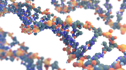 DNA molecular spirals isolated on white, high resolution 3D render