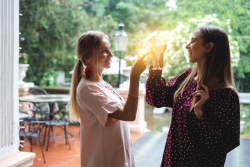 Two girls on the terrace