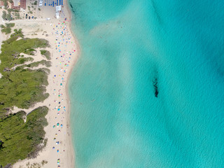 Fototapeta na wymiar The beach in Punta Prisciutto, Puglia, Italy. Drone aerial photo