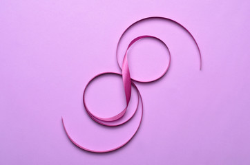 8 March, International Women's Day Greeting, Purple Ribbon in 8 Shape