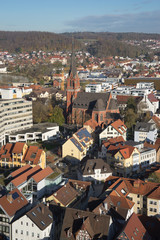 Fototapeta premium Ausblick von Schloss Hellenstein auf die Stadt Heidenheim
