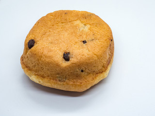 Chocolate chip brioche isolated