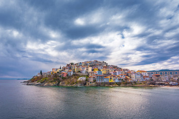 Fototapeta na wymiar Amazing Panorama of Old town of Kavala, East Macedonia and Thrace, Greece