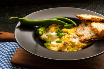 omelette dishes at kitchen