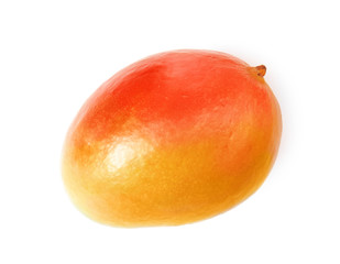 Delicious ripe mango on white background. Tropical fruit