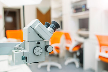  Professional medical microscope in a research center.
