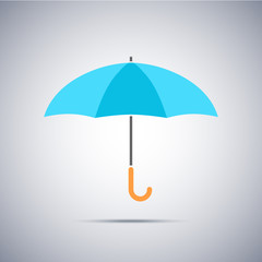 Open colorful umbrella. Flat design icon. Vector illustration. protection symbol. Rainy weather sign. Positive, creative thinking