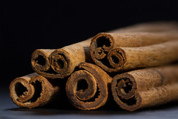 Cinnamon sticks close up