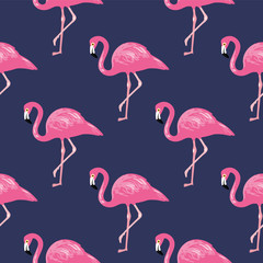 Vector seamless pattern with flamingos