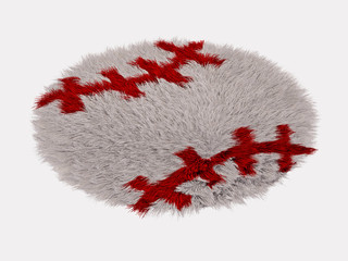 Fluffy round baseball carpet on a white background 3d rendering
