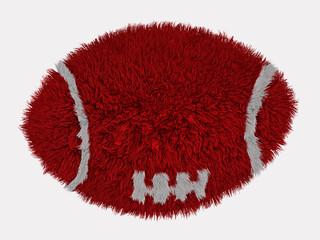 Fluffy round rugby red carpet on a white background 3d rendering