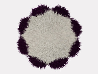 Fluffy round carpet on a white background 3d rendering