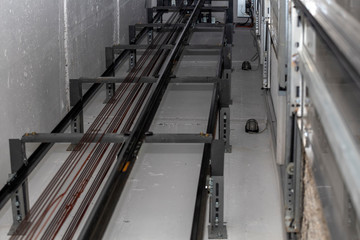 Inside elevator shaft and traction ropes 2