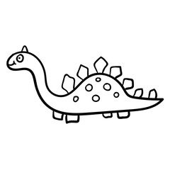 Cartoon doodle linear dinosaur, stegosaurus isolated on white background. Vector illustration. 