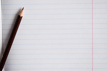 Blank notebook with pencil on wooden table, business concept