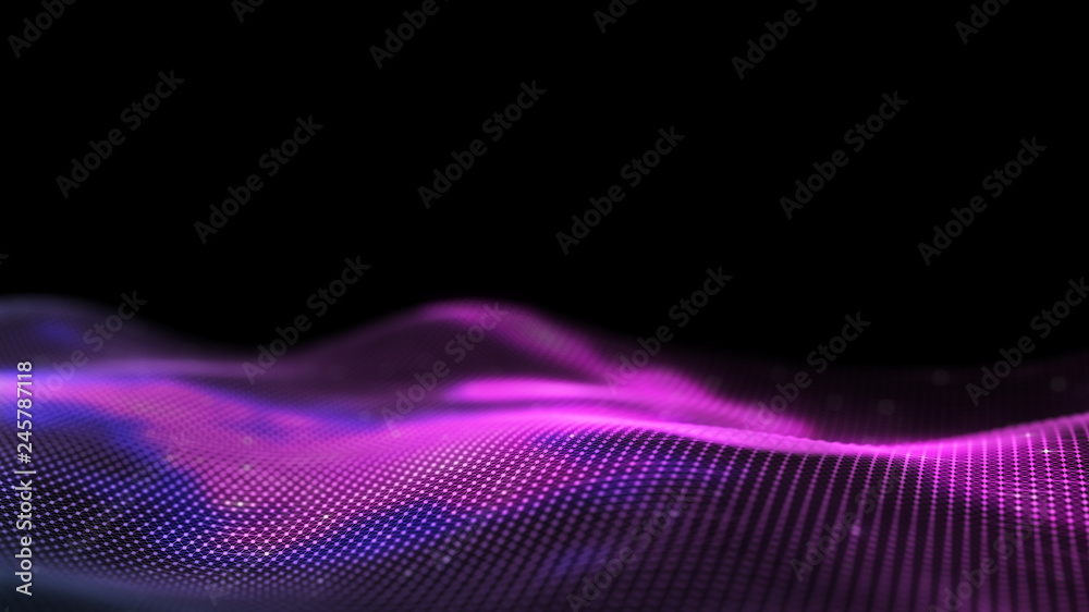Fototapete 3d abstract digital technology background. futuristic sci-fi user interface concept with gradient do