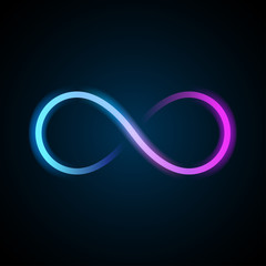 Neon infinity symbol - obrazy, fototapety, plakaty