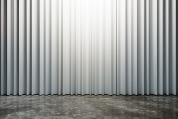 Closed white curtain with copyspace