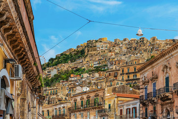 Cityscape of the old baroque town Modica in Sicily, Italy - obrazy, fototapety, plakaty