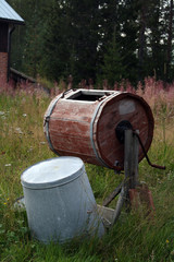 A facility of some kind out in the yard of a Rovaniemi house in Lapland Finland