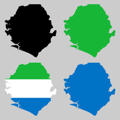 Sierra Leone map with national flag 