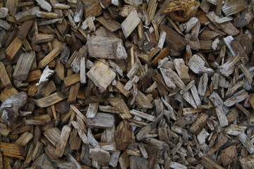 Piles of wood chips at Lapland Finland
