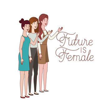 women with label future is female character