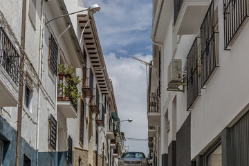 Fototapeta na wymiar View of one street in the hilly town Montefrio, Granada