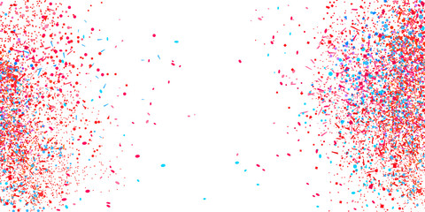 Colorful confetti on isolated white background. Abstract texture with many glitters. Holiday elements. Colored pattern for flyers, banners and textiles. Greeting cards