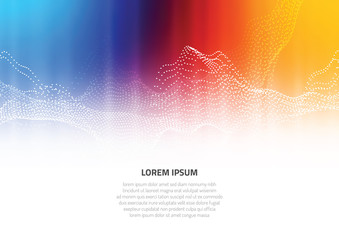 Obraz premium Abstract background with volumetric forms of particles. Particle oscillation and motion of waves in space.