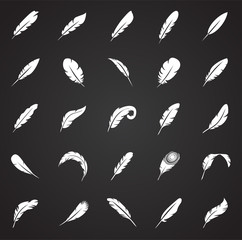 Feather icons set on black background for graphic and web design, Modern simple vector sign. Internet concept. Trendy symbol for website design web button or mobile app