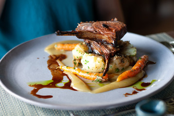 Delicious plated food.