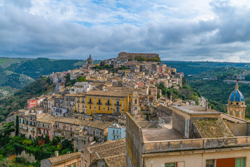 Fototapeta na wymiar Aerial view of the ancient baroque city Ragusa Ibla in Sicily, Italy
