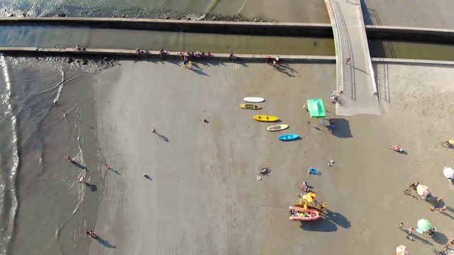 Top View of A Canel By The Beach - Sidewards Dolly 