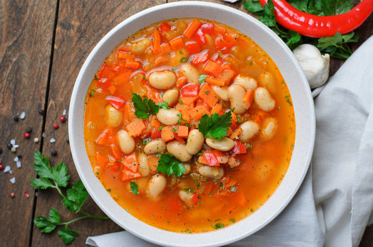 Vegetable Soup with Beans, Tasty Homemade Vegetarian Food