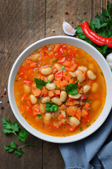 Vegetable Soup with Beans, Tasty Homemade Vegetarian Food